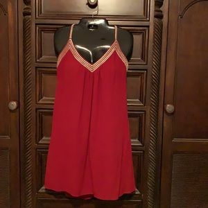 M burgundy Spaghetti strap gold embroidery trim